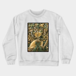 Forest Angel and Siamese Cat - Black Outline Version Crewneck Sweatshirt